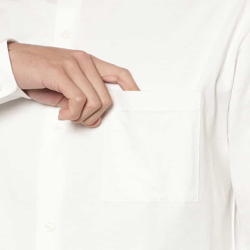 BARNEYS NEW YORK ワイドカラーカジュアルシャツ WHITE