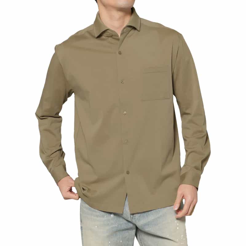 ワイドカラーカジュアルシャツ