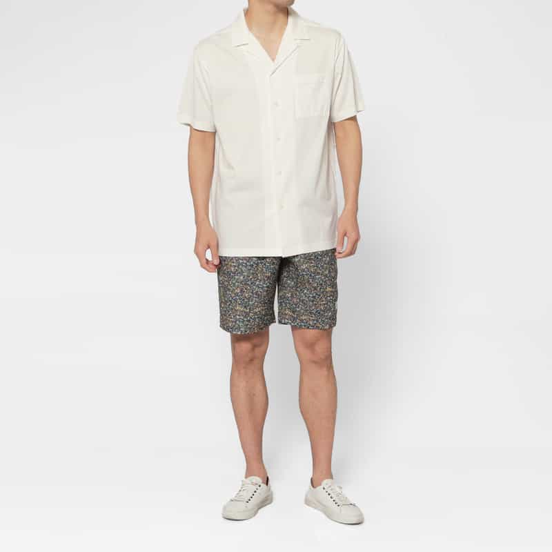 BARNEYS NEW YORK ジャージー素材オープンカラーシャツ WHITE