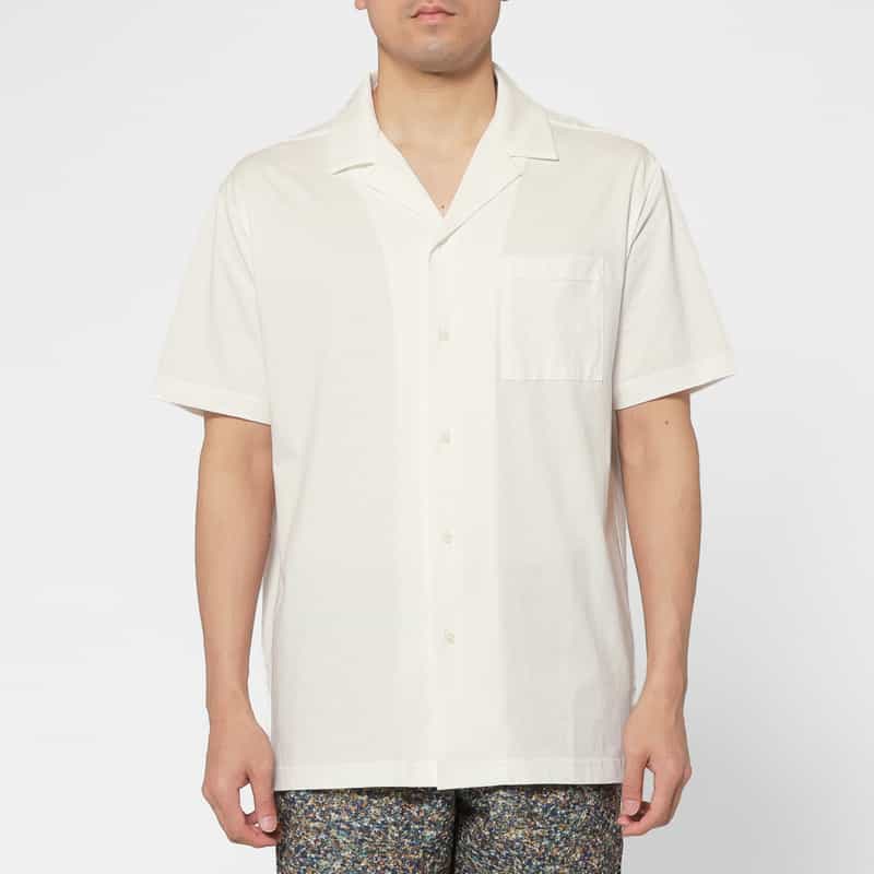 BARNEYS NEW YORK ジャージー素材オープンカラーシャツ WHITE