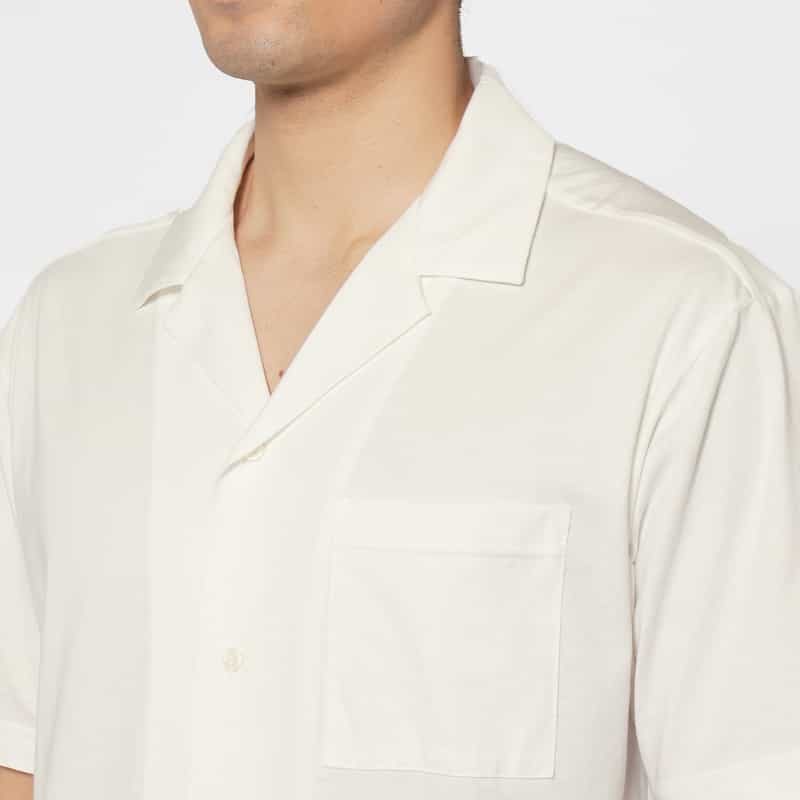 BARNEYS NEW YORK ジャージー素材オープンカラーシャツ WHITE