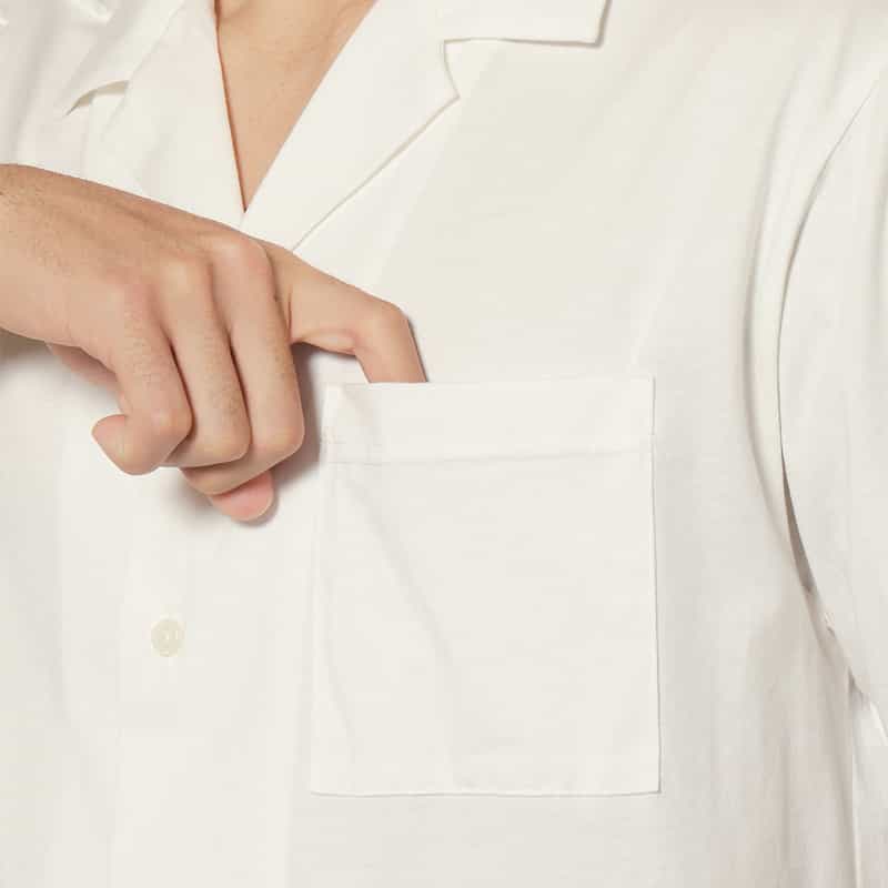 BARNEYS NEW YORK ジャージー素材オープンカラーシャツ WHITE