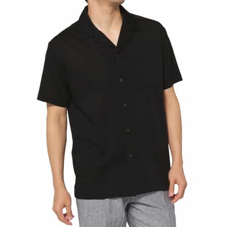 ジャージー素材オープンカラーシャツ