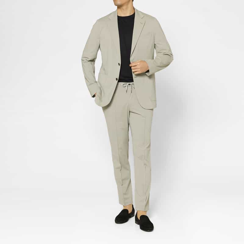 BARNEYS NEW YORK セットアップ ナイロントリコット生地テーラードジャケット LIGHT GRAY