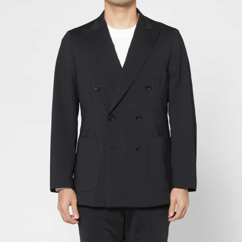 BARNEYS NEW YORK セットアップ ナイロントリコット生地ダブルブレストジャケット NAVY