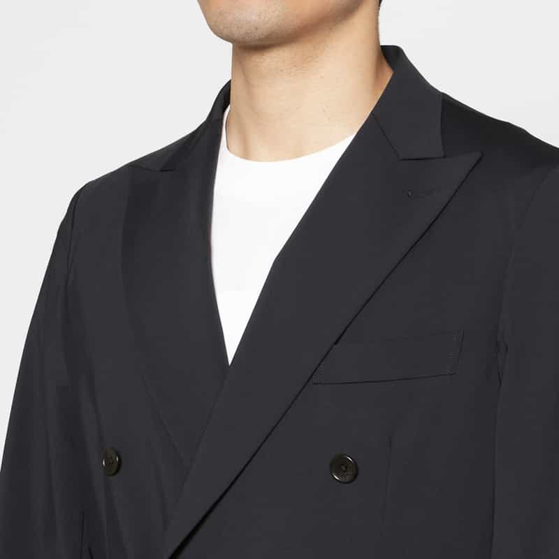 BARNEYS NEW YORK セットアップ ナイロントリコット生地ダブルブレストジャケット NAVY