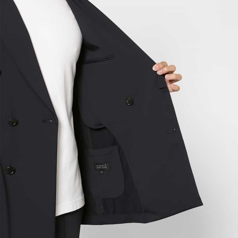 BARNEYS NEW YORK セットアップ ナイロントリコット生地ダブルブレストジャケット NAVY
