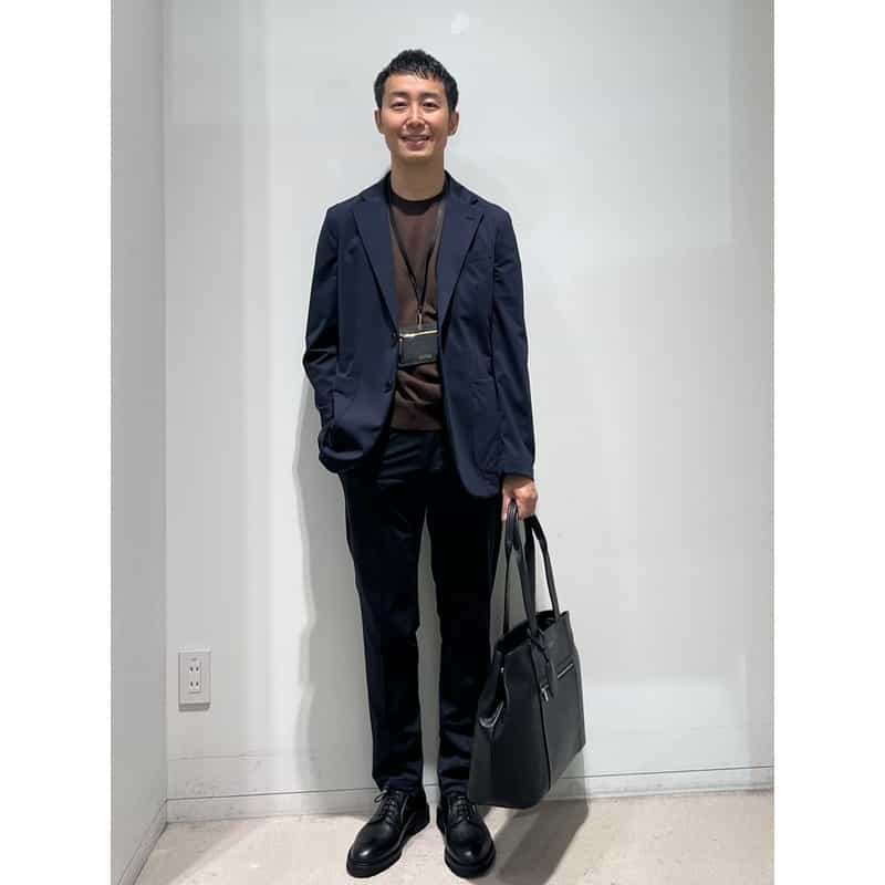 BARNEYS NEW YORK セットアップ ナイロントリコット生地パンツ NAVY
