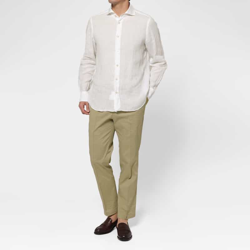 BARNEYS NEW YORK セットアップ シアサッカー素材ストレッチパンツ BEIGE