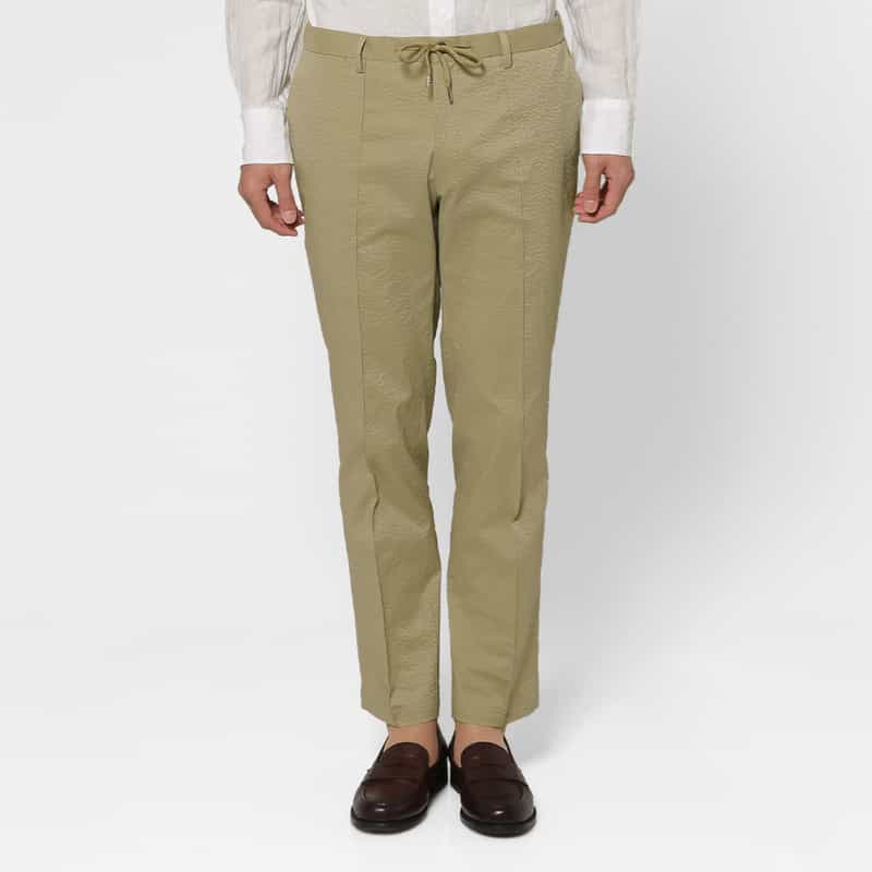 BARNEYS NEW YORK セットアップ シアサッカー素材ストレッチパンツ BEIGE