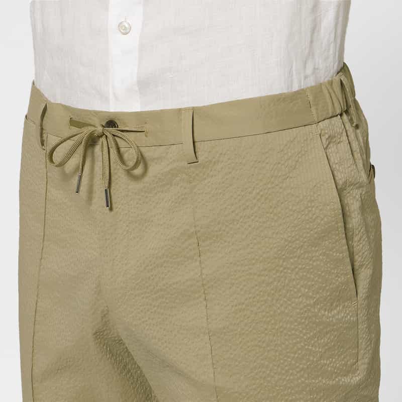 BARNEYS NEW YORK セットアップ シアサッカー素材ストレッチパンツ BEIGE