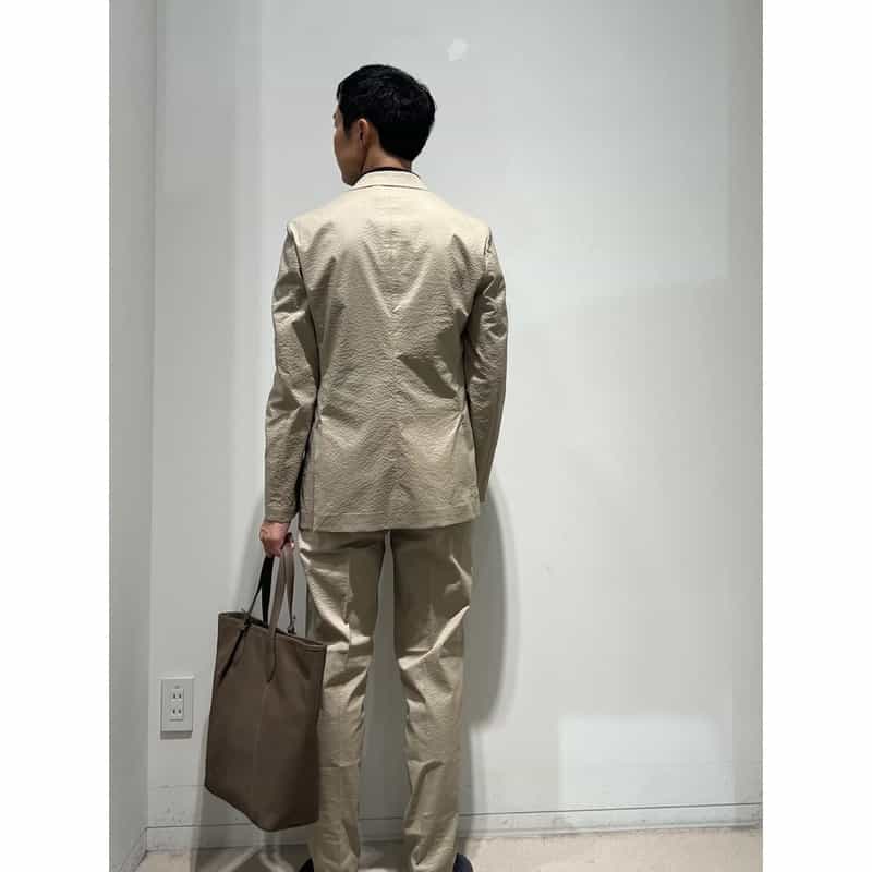 BARNEYS NEW YORK セットアップ シアサッカー素材ストレッチパンツ BEIGE