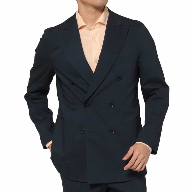 BARNEYS NEW YORK セットアップ リネン混ダブルブレストジャケット BLUE