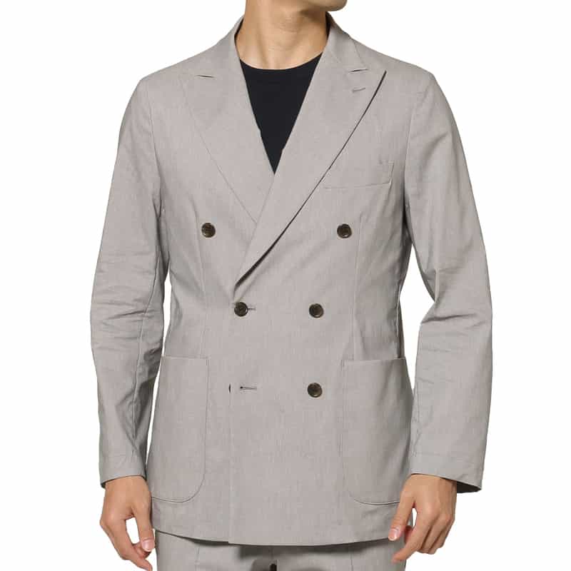 BARNEYS NEW YORK セットアップ リネン混ダブルブレストジャケット LIGHT GRAY
