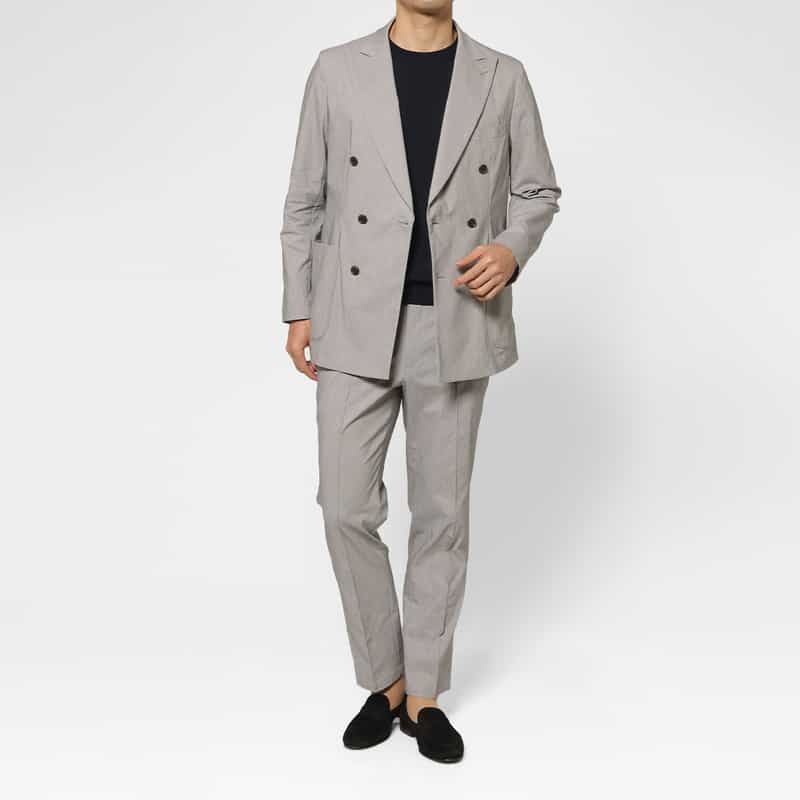 BARNEYS NEW YORK セットアップ リネン混ダブルブレストジャケット LIGHT GRAY