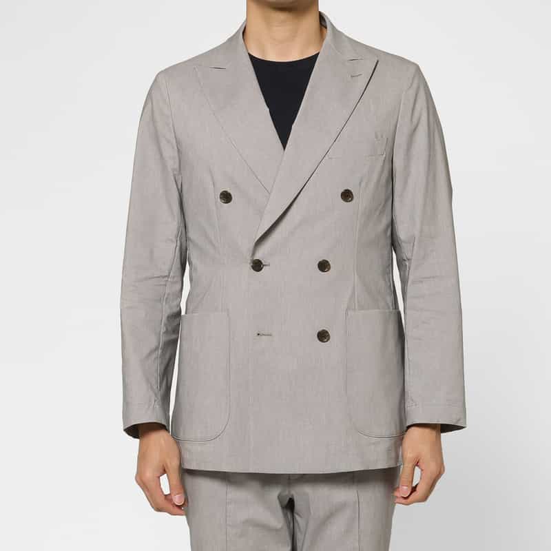 BARNEYS NEW YORK セットアップ リネン混ダブルブレストジャケット LIGHT GRAY