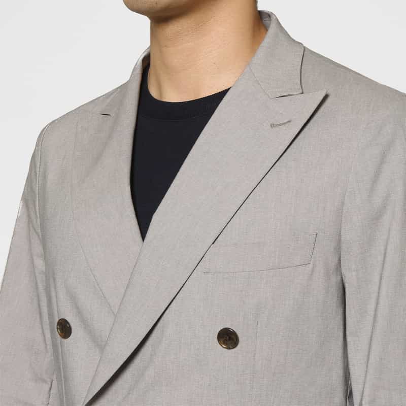 BARNEYS NEW YORK セットアップ リネン混ダブルブレストジャケット LIGHT GRAY