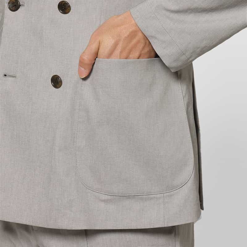 BARNEYS NEW YORK セットアップ リネン混ダブルブレストジャケット LIGHT GRAY