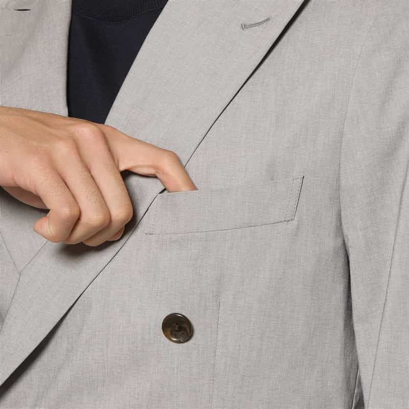 BARNEYS NEW YORK セットアップ リネン混ダブルブレストジャケット LIGHT GRAY