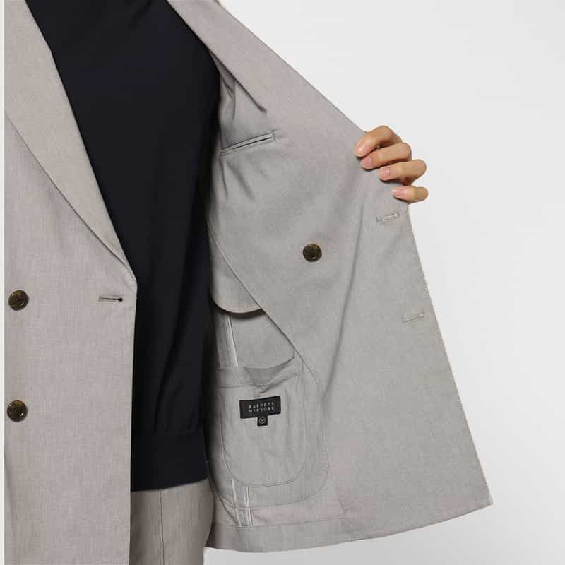 BARNEYS NEW YORK セットアップ リネン混ダブルブレストジャケット LIGHT GRAY