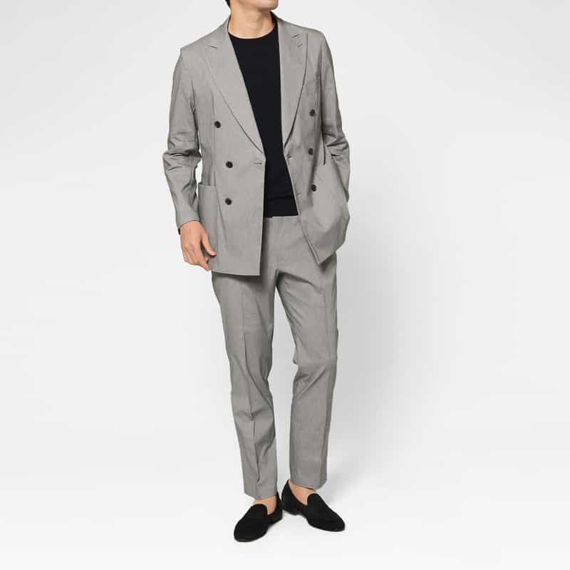 BARNEYS NEW YORK セットアップ リネン混ストレッチパンツ LIGHT GRAY