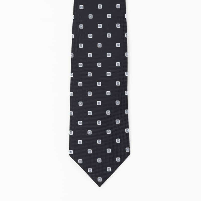 BARNEYS NEW YORK スクエア柄タイ NAVY