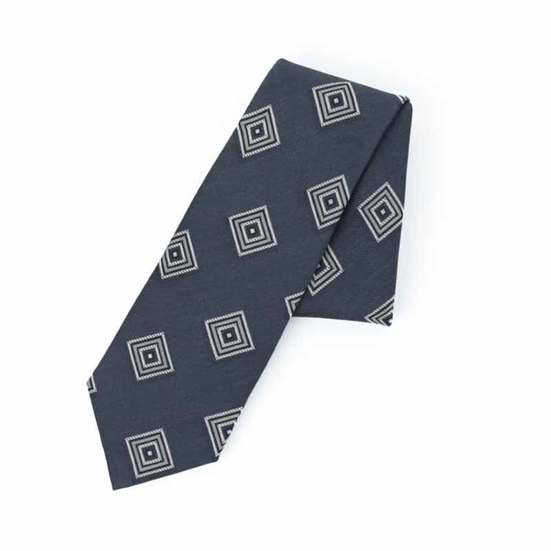 BARNEYS NEW YORK スクエア柄タイ NAVY