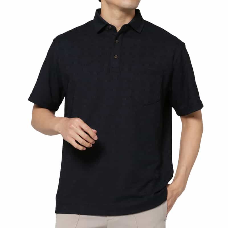 BARNEYS NEW YORK ポケット付きポロシャツ NAVY