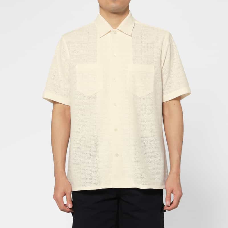 BARNEYS NEW YORK レース素材カジュアルシャツ WHITE