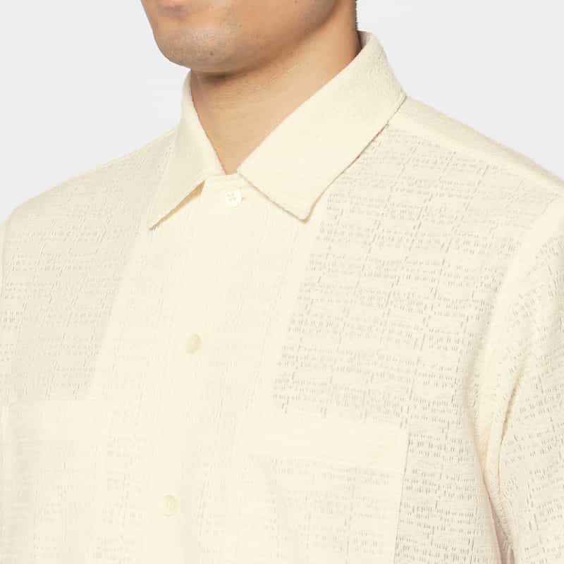 BARNEYS NEW YORK レース素材カジュアルシャツ WHITE