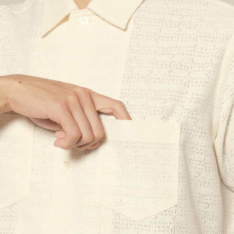 BARNEYS NEW YORK レース素材カジュアルシャツ WHITE