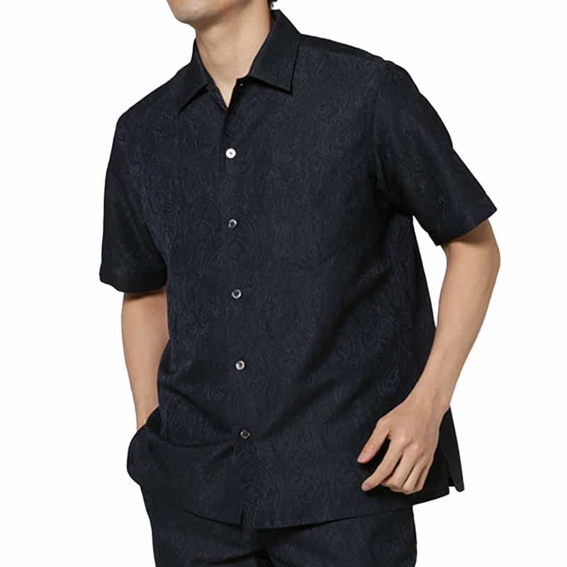 BARNEYS NEW YORK セットアップ ペイズリー柄シャツ NAVY