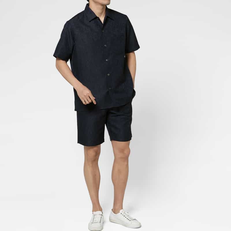 BARNEYS NEW YORK セットアップ ペイズリー柄シャツ NAVY