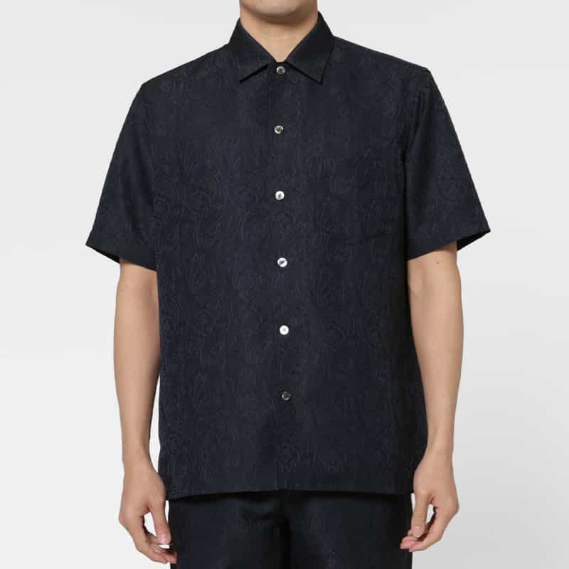 BARNEYS NEW YORK セットアップ ペイズリー柄シャツ NAVY