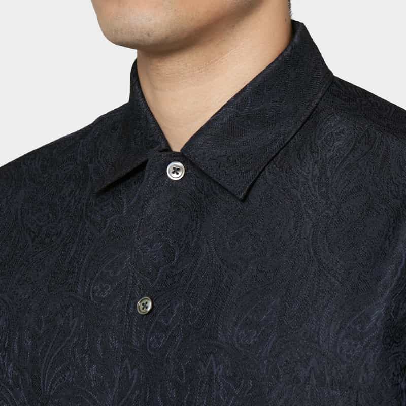 BARNEYS NEW YORK セットアップ ペイズリー柄シャツ NAVY