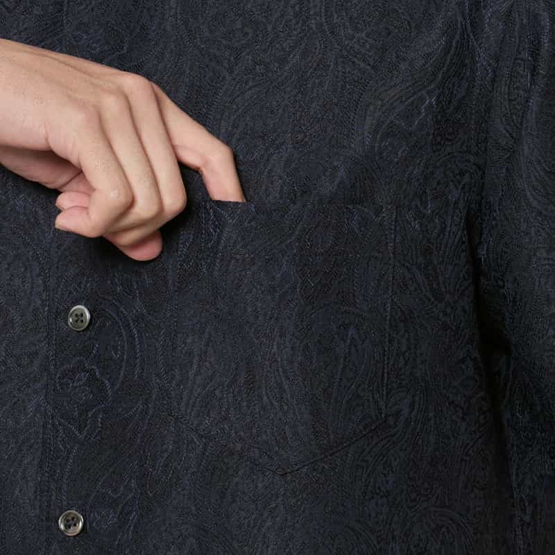 BARNEYS NEW YORK セットアップ ペイズリー柄シャツ NAVY