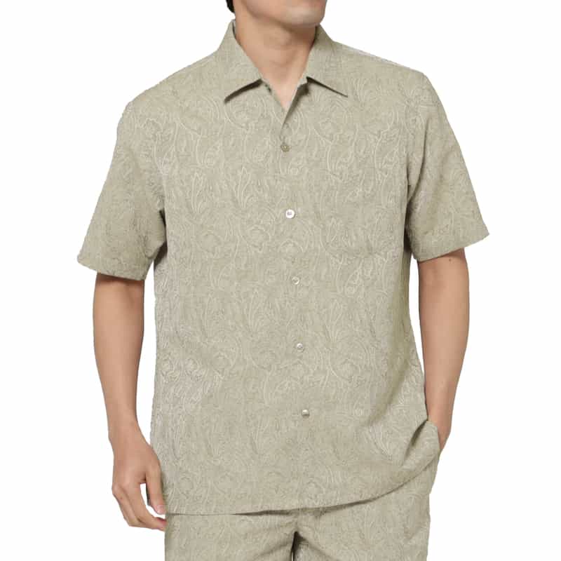 BARNEYS NEW YORK セットアップ ペイズリー柄シャツ BROWN