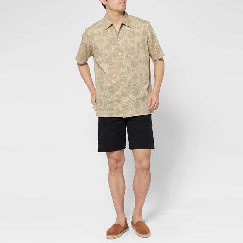 BARNEYS NEW YORK バンダナ柄カジュアルシャツ BROWN