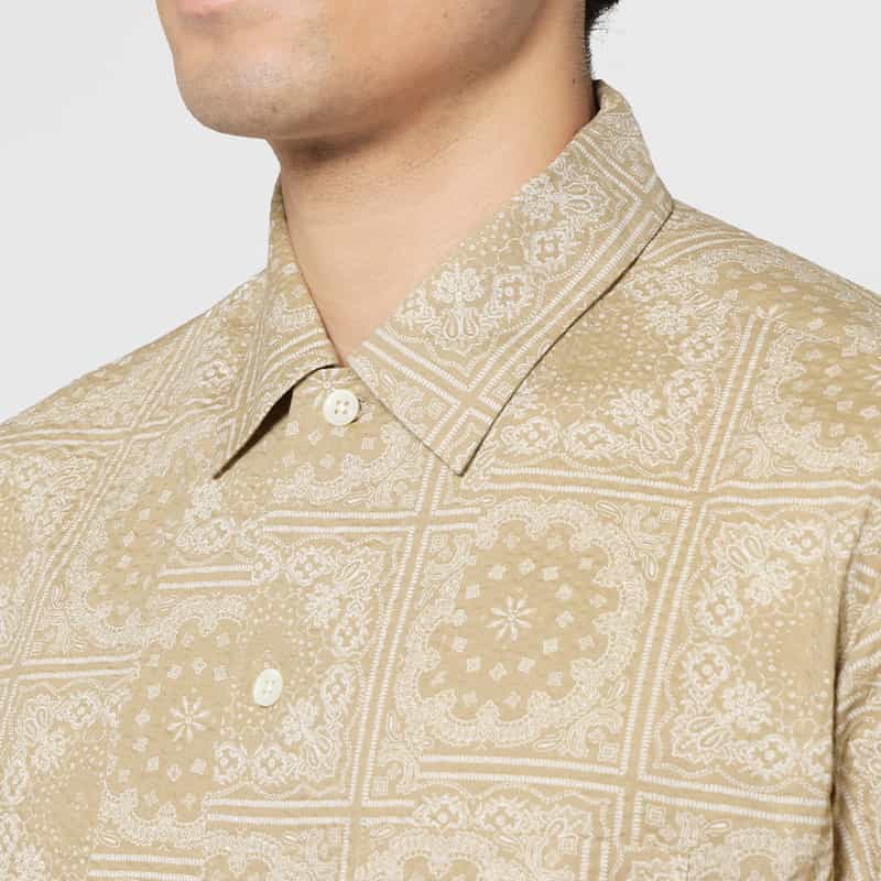 BARNEYS NEW YORK バンダナ柄カジュアルシャツ BROWN