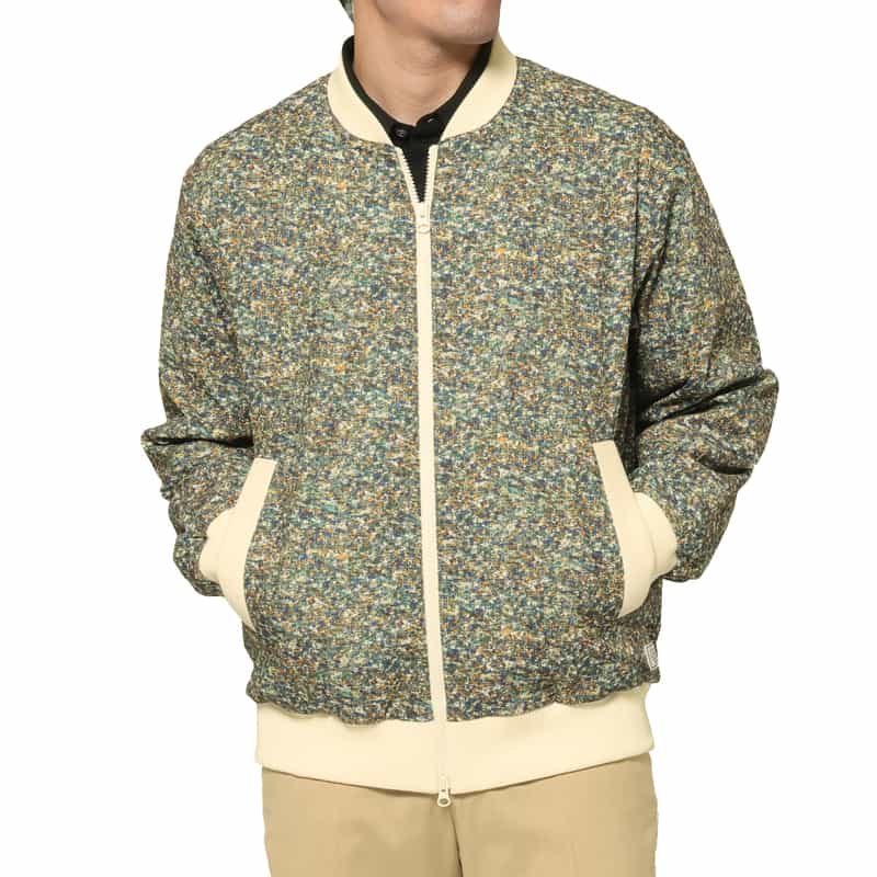 BARNEYS NEW YORK サッカー素材プリントブルゾン BROWN