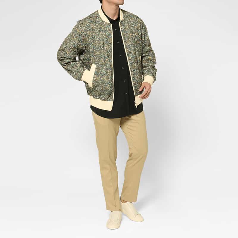 BARNEYS NEW YORK サッカー素材プリントブルゾン BROWN