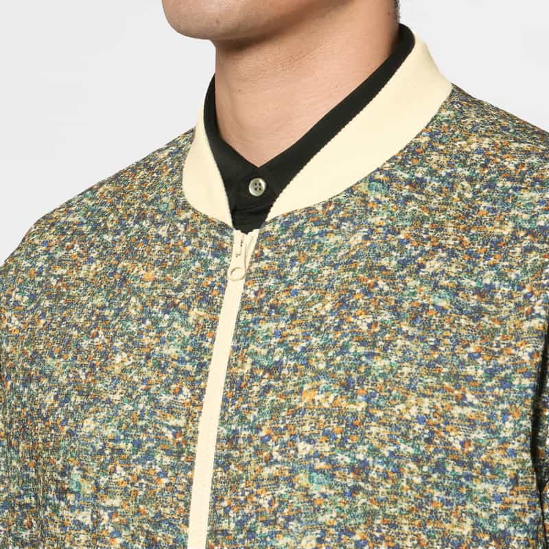 BARNEYS NEW YORK サッカー素材プリントブルゾン BROWN