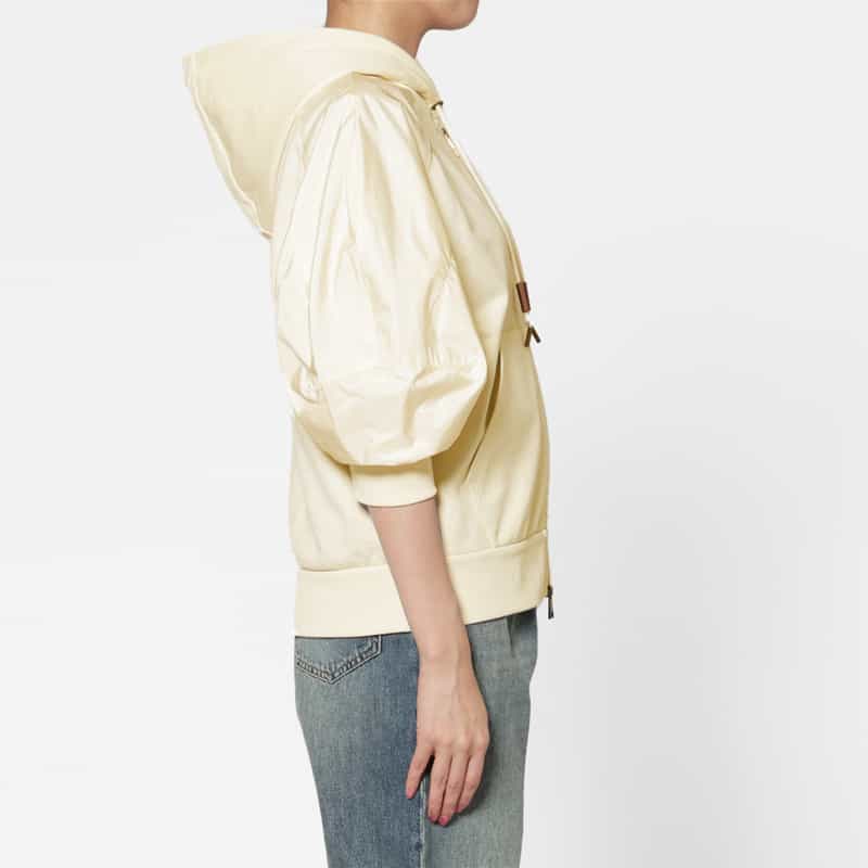 MONCLER MONCLER＜モンクレール＞ パフスリーブ ジップアップフーデッドブルゾン WHITE