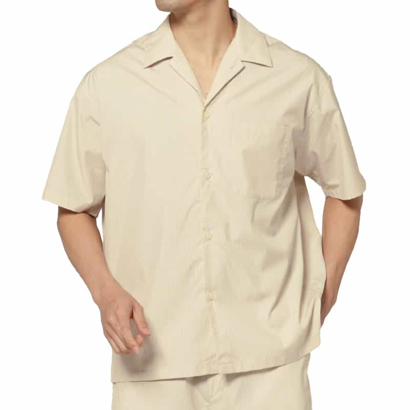 BARNEYS NEW YORK セットアップ ストライプ柄オープンカラーシャツ BEIGE