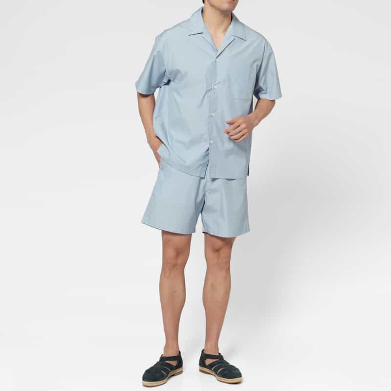 BARNEYS NEW YORK セットアップ ストライプ柄オープンカラーシャツ BLUE