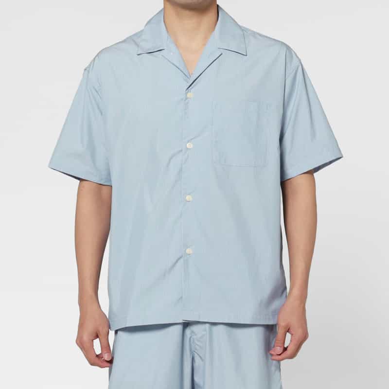 BARNEYS NEW YORK セットアップ ストライプ柄オープンカラーシャツ BLUE