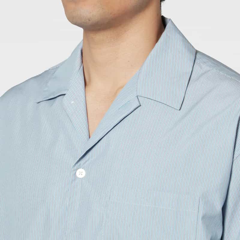 BARNEYS NEW YORK セットアップ ストライプ柄オープンカラーシャツ BLUE