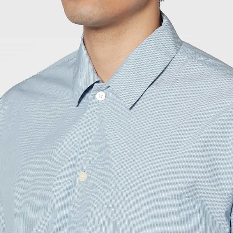 BARNEYS NEW YORK セットアップ ストライプ柄オープンカラーシャツ BLUE