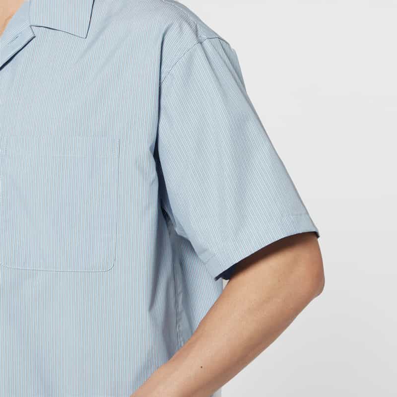 BARNEYS NEW YORK セットアップ ストライプ柄オープンカラーシャツ BLUE