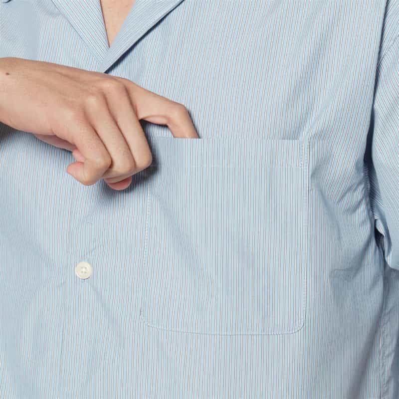 BARNEYS NEW YORK セットアップ ストライプ柄オープンカラーシャツ BLUE